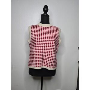 oak + fort Women's Argyle pattern vest Red White Size Small